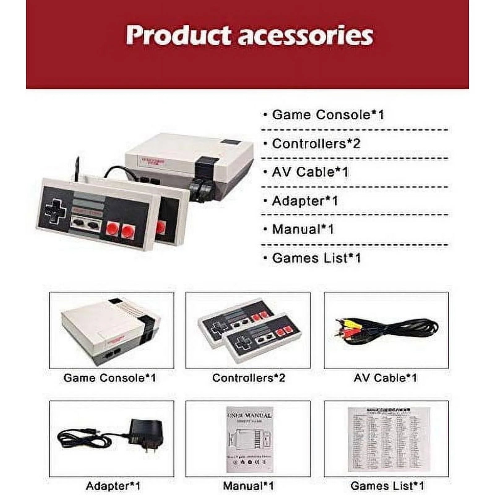 Retro Controllers with 620 Built-In Classic Plays, 8-Bit Video Play System for Adults and Kids, Includes 2 Controllers - Rediscover the Joy of Retro Playing