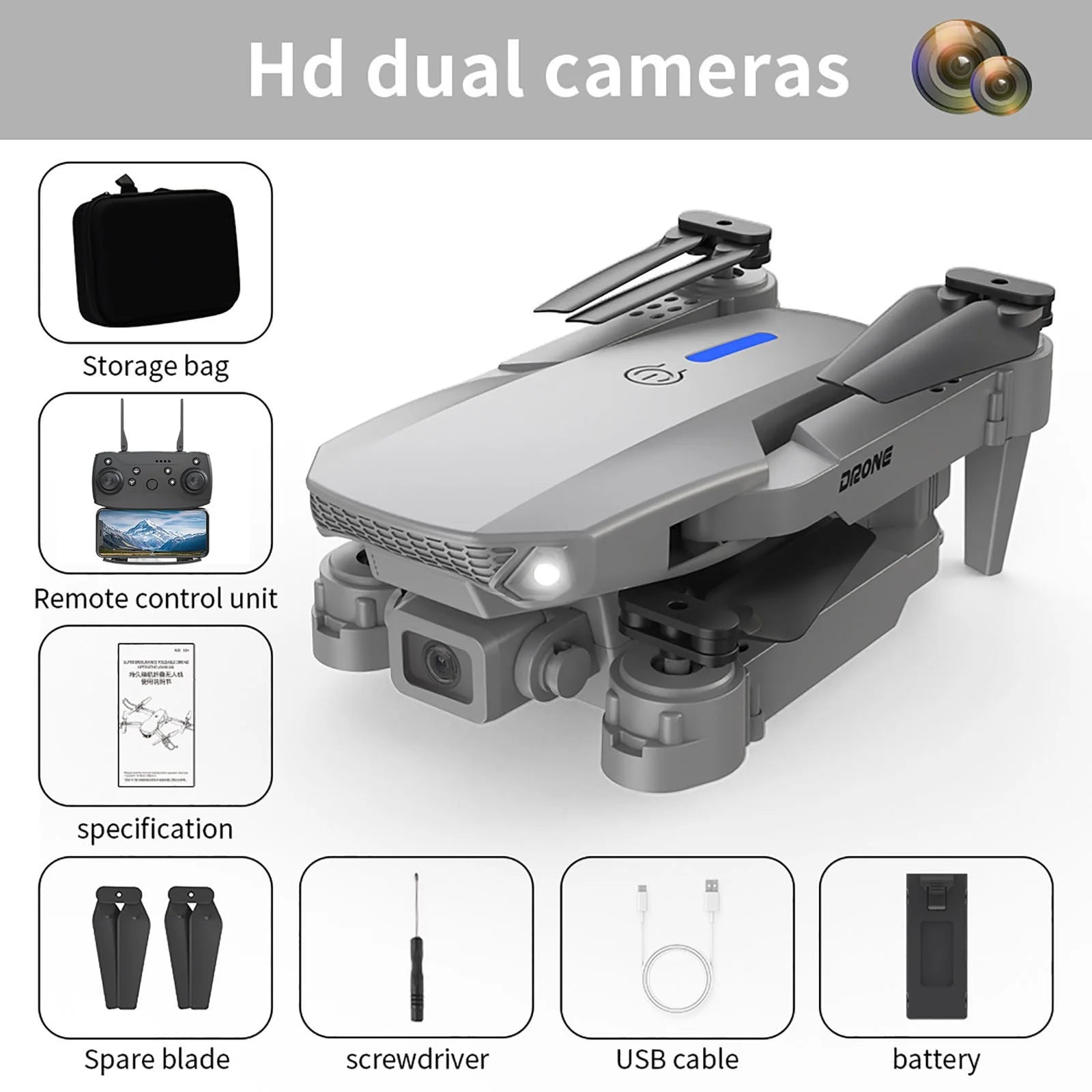 Folding Drone with 1080P Hd Camera Aerial Rc Quadcopter Altitude Hold Headless Mode Start Speed Adjustment Remote Control UAV Toys Gifts for Boys Girls