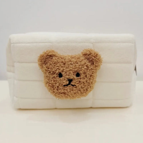 Portable Cute Bear Baby Toiletry Bag Make up Cosmetic Bags Diaper Pouch Baby Items Organizer Reusable Cotton Cluth Bag for Mommy