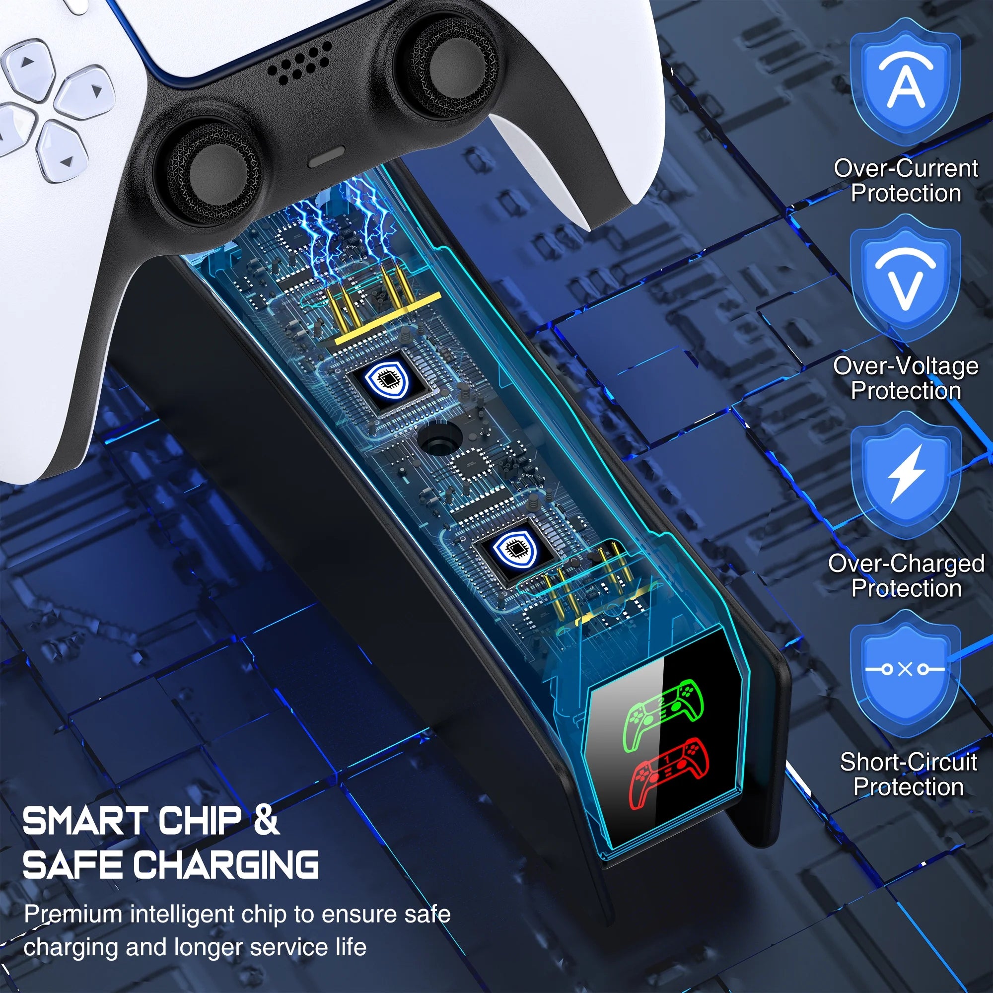 PS5 Controller Charger,  PS5 Charging Station for PS5 Dualsense Controllers - Fast Charging Dock with LED Indicator, Black