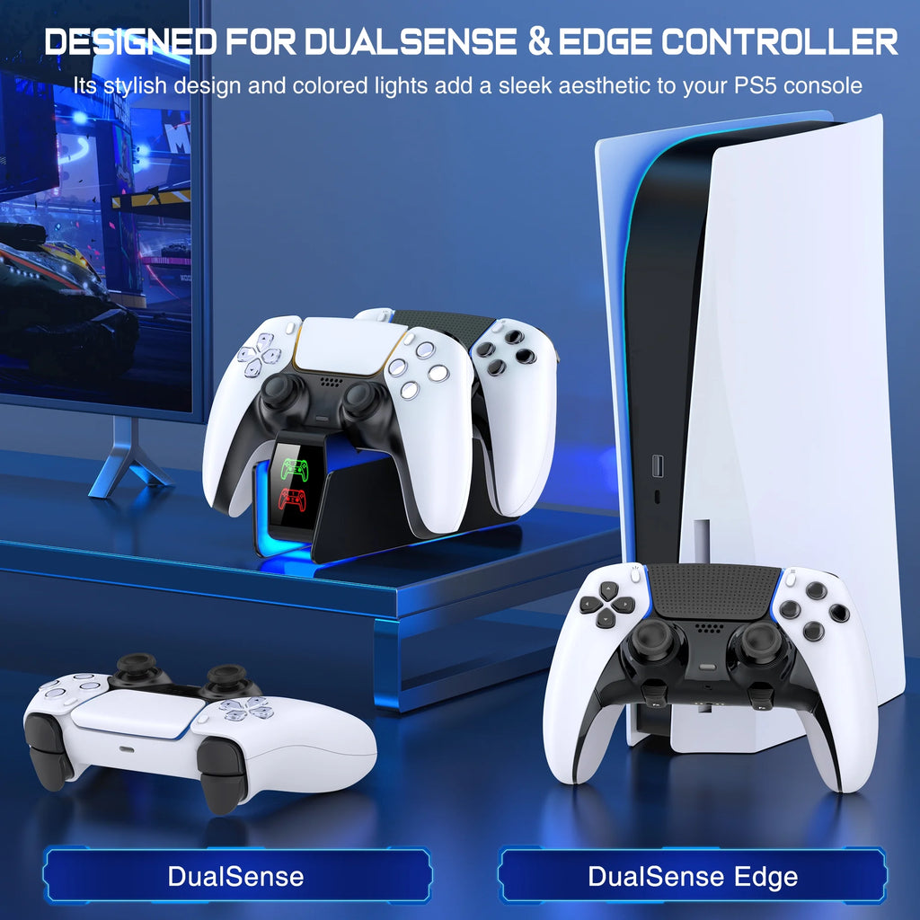 PS5 Controller Charger,  PS5 Charging Station for PS5 Dualsense Controllers - Fast Charging Dock with LED Indicator, Black
