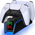 PS5 Controller Charger,  PS5 Charging Station for PS5 Dualsense Controllers - Fast Charging Dock with LED Indicator, Black