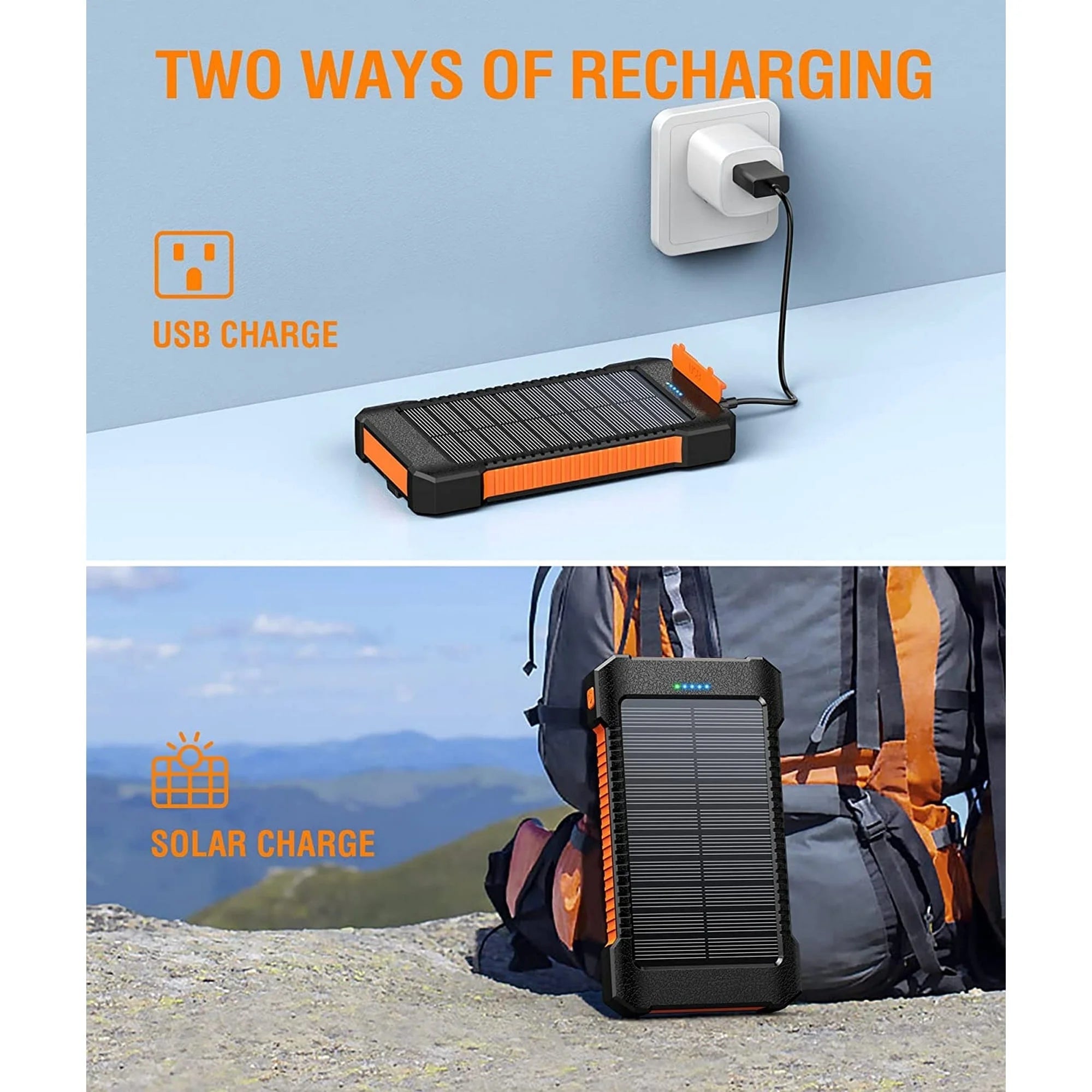 26800Mah Solar Power Bank, USB Portable Solar Charger Compatible for Iphone, Android Phone