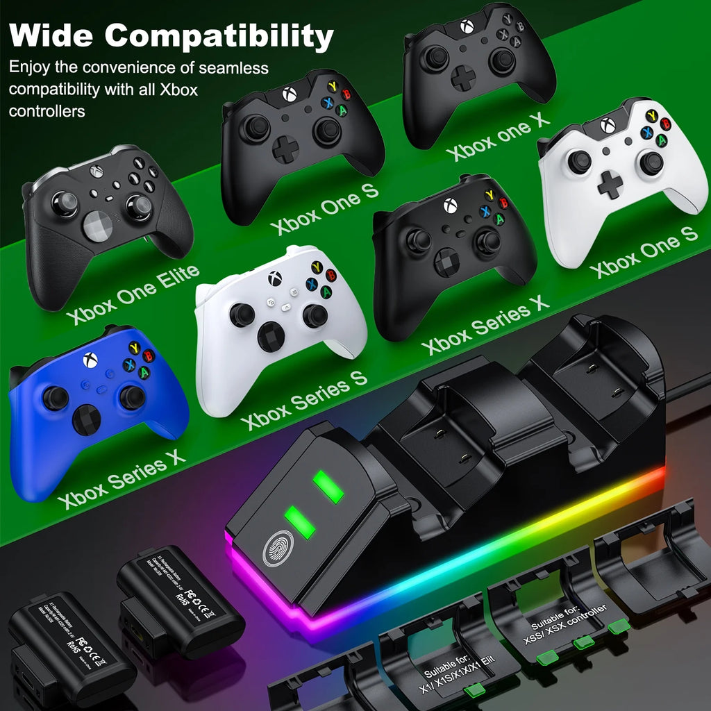 Xbox Rechargeable Battery Pack with 2X4320Mwh Battery Pack, Xbox Controller Charger Station for Xbox Series X/S/Xbox One/S/X/Elite,Black
