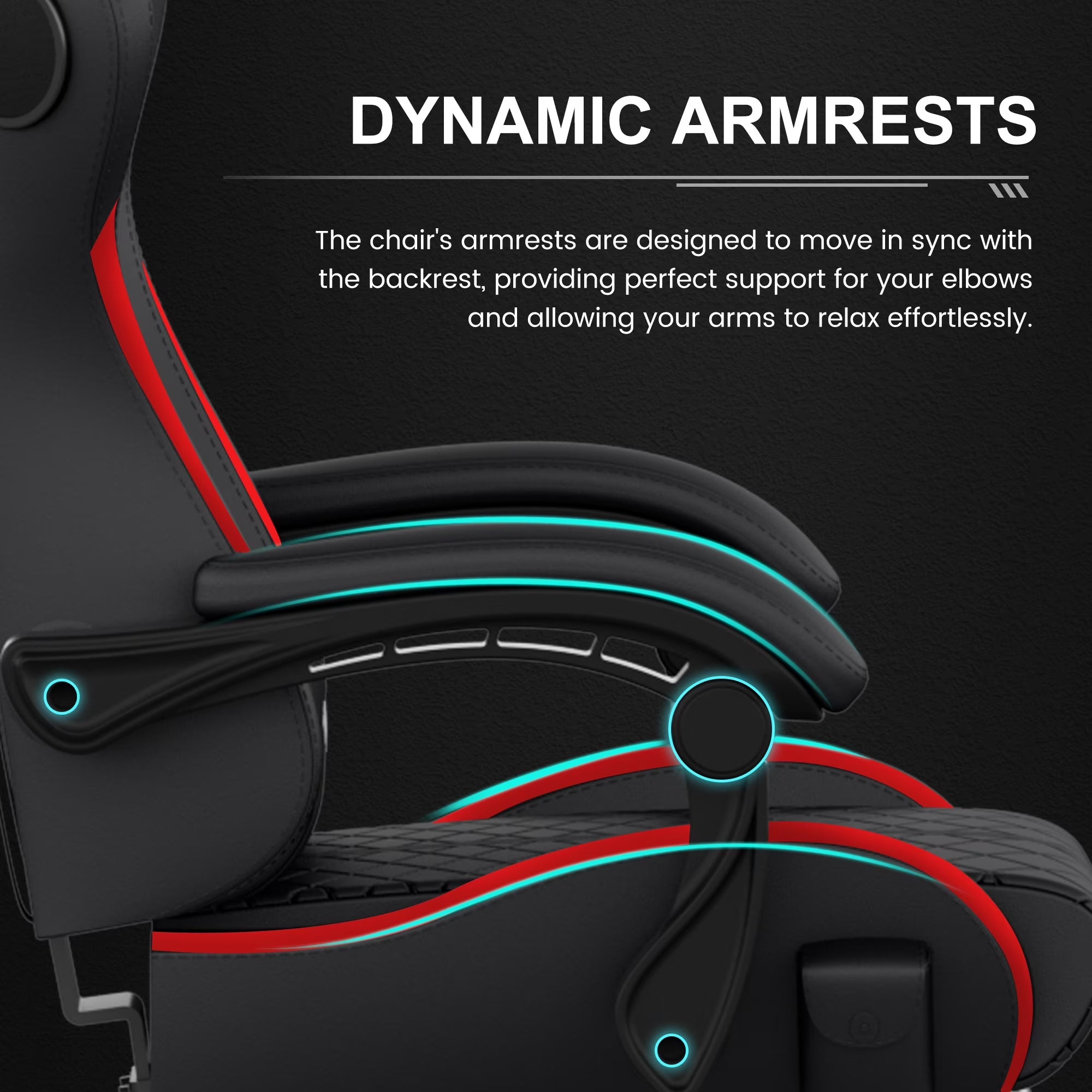 GTW-100 Reclining Gaming Chair with Bluetooth, Adjustable Pillows and Footrest, Red