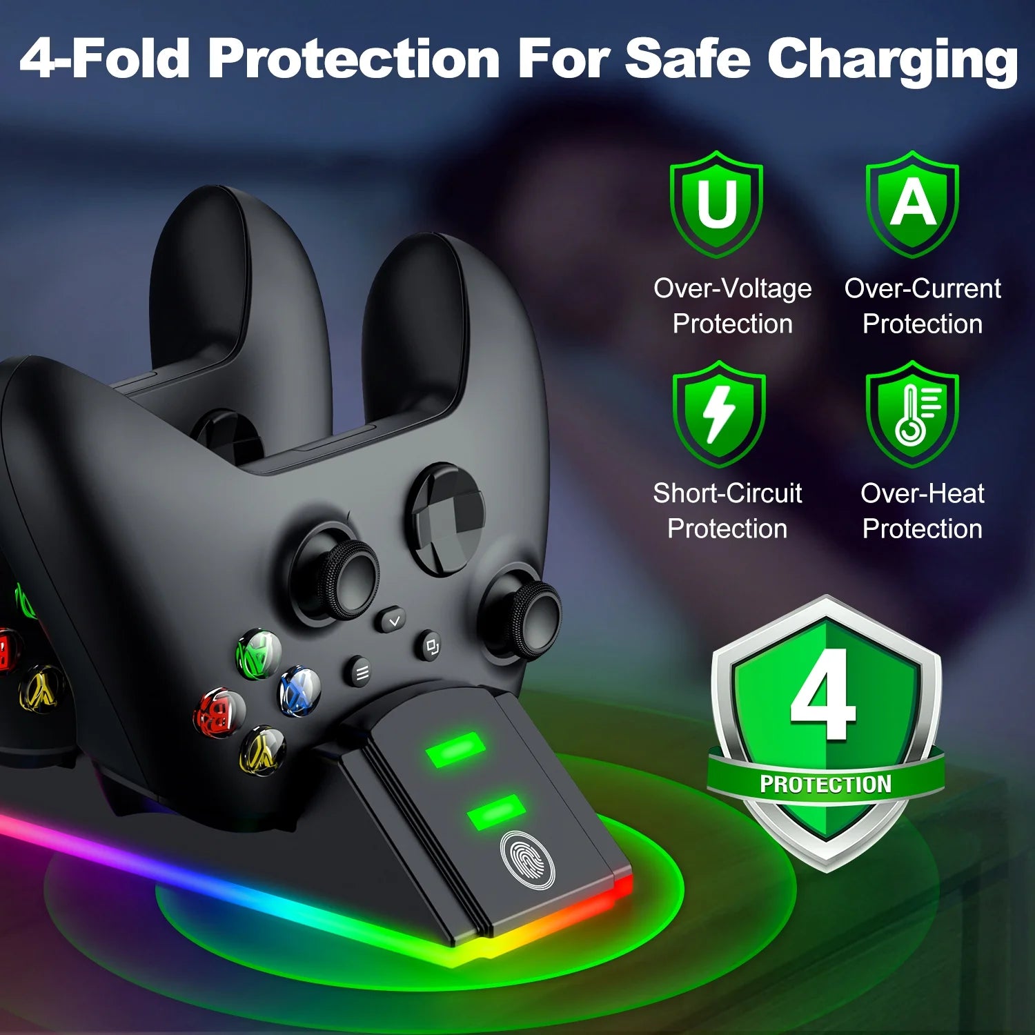 Xbox Rechargeable Battery Pack with 2X4320Mwh Battery Pack, Xbox Controller Charger Station for Xbox Series X/S/Xbox One/S/X/Elite,Black