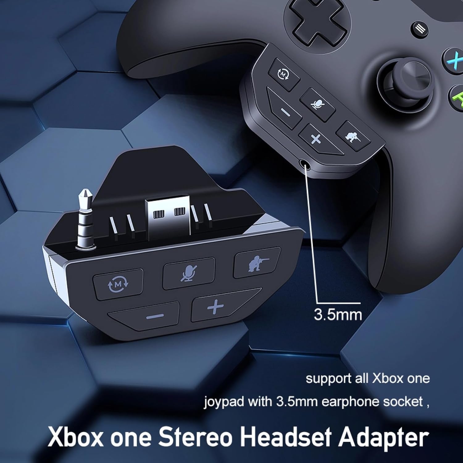 Headphone Adapter, Controller Audio Adapter, 3.5 Mm Audio Port, for Xbox One Wireless Gamepad(Black)